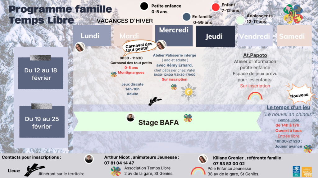 le programme famille pour les vacances de février